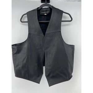 Leather Man Vest Mens Black Western Biker Motorcycle Cowboy Rocker Goth Punk